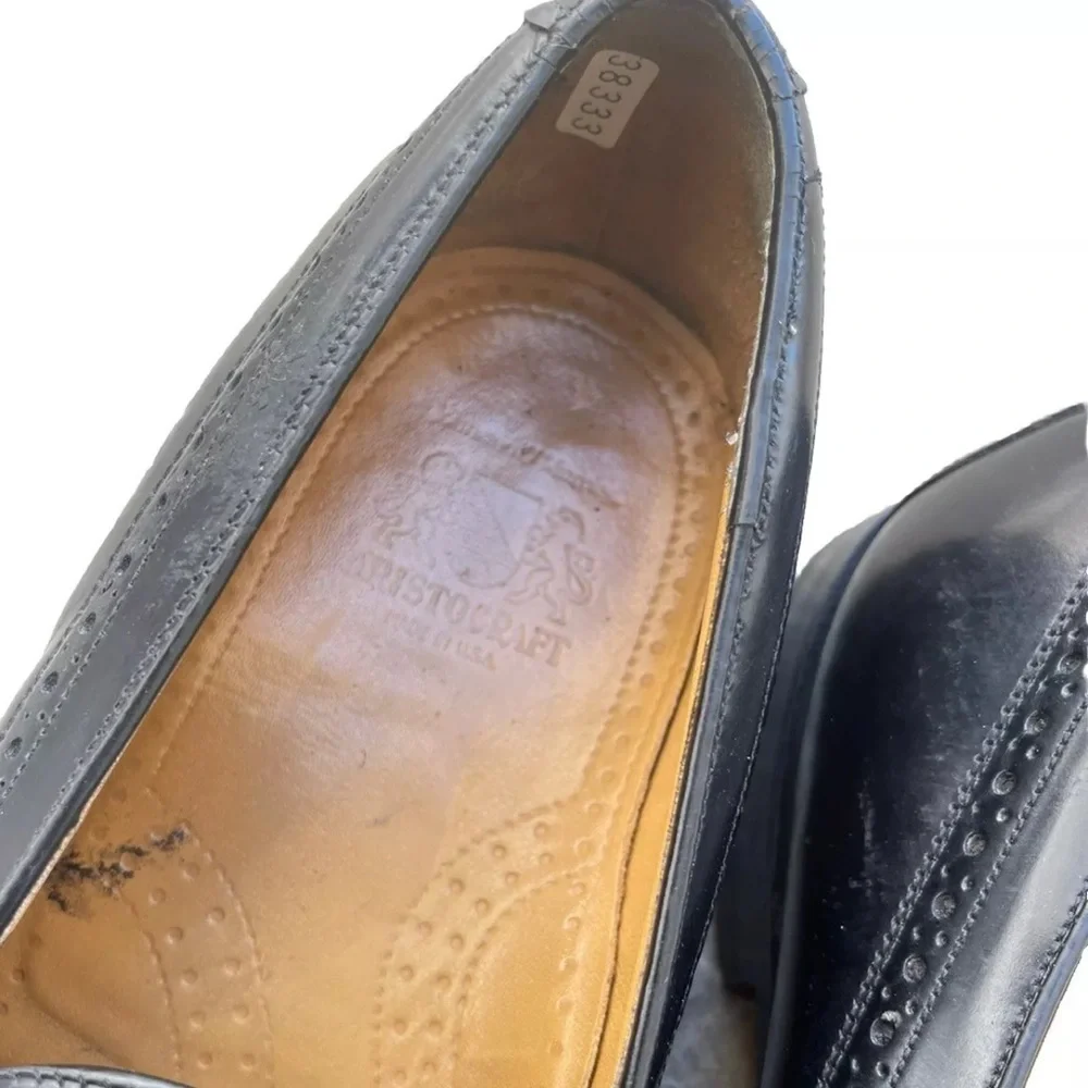 Johnston & Murphy Crown Aristocraft  Black Leather Tassel Loafers Men 10 D USA